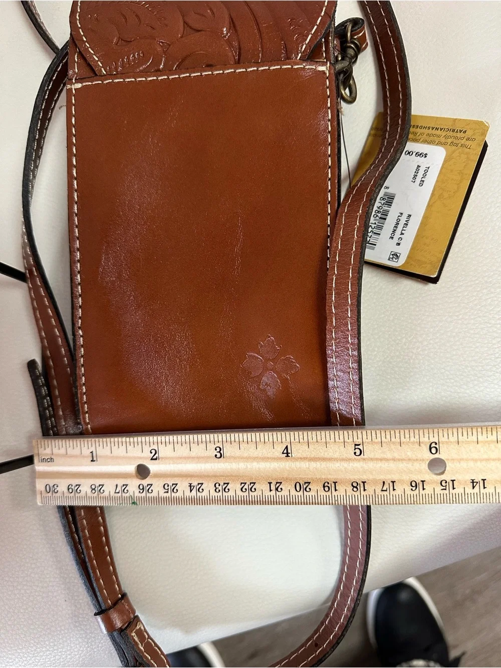 Patricia Nash Rivella Tooled Leather Crossbody Phone Bag Florence Brown NWT